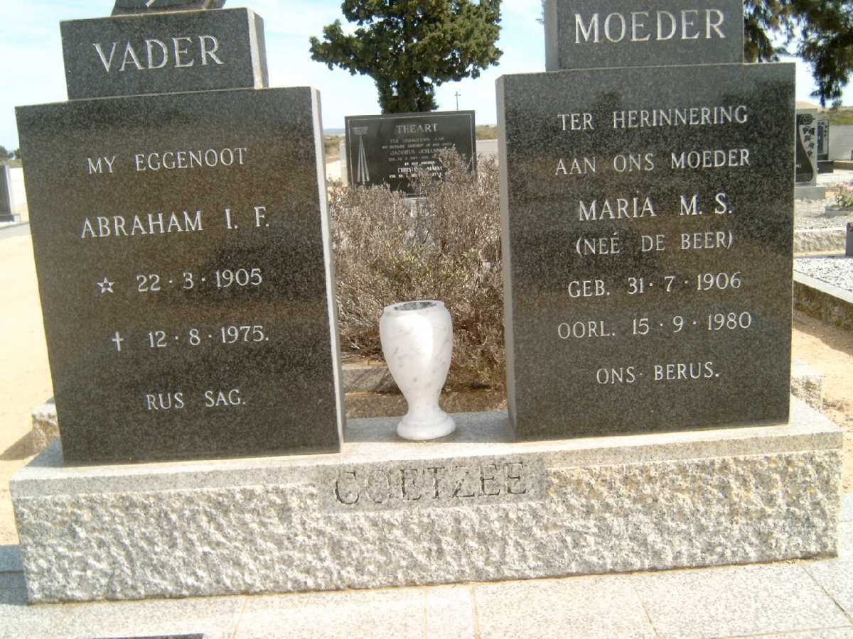 COETZEE Abraham I.F. 1905-1975 &amp; Maria M.S. DE BEER 1906-1980