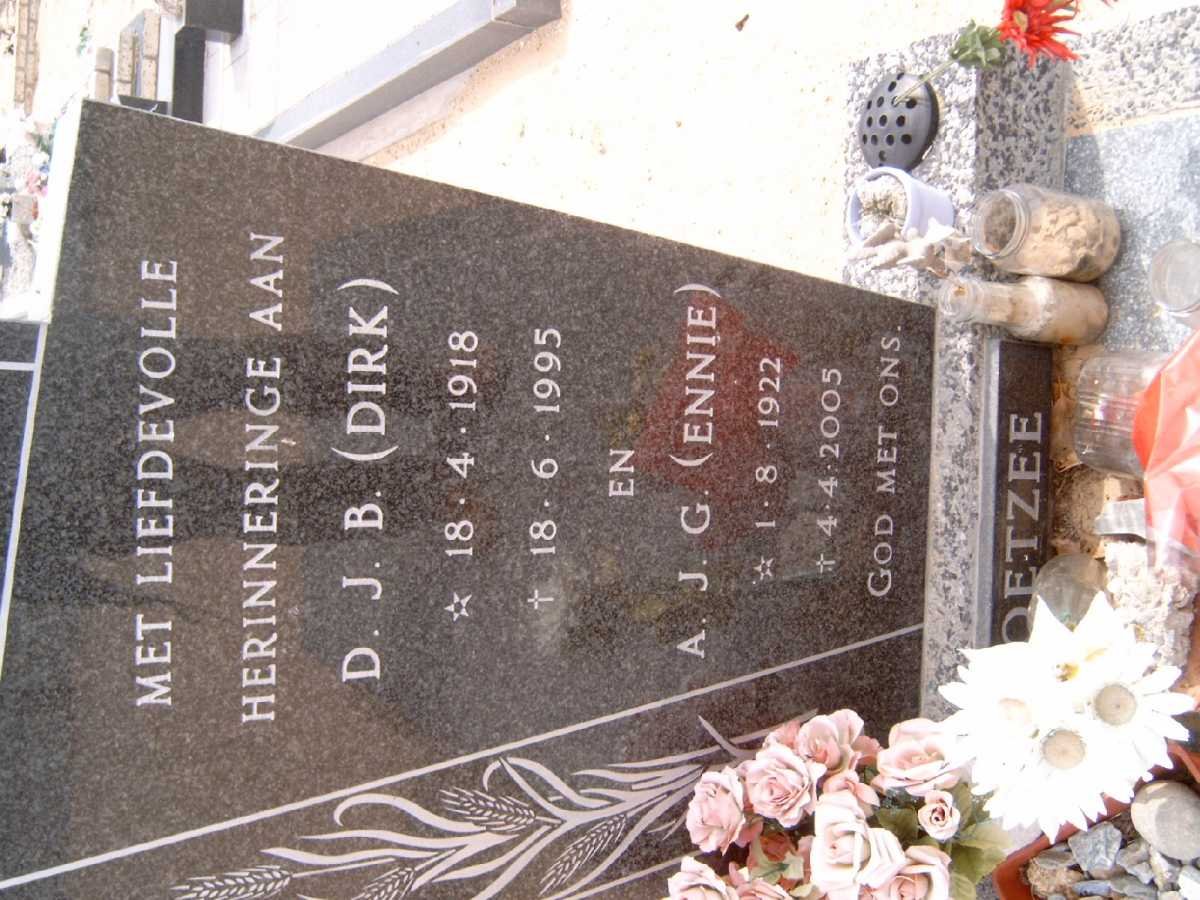 COETZEE D.J.B. 1918-1995 &amp; A.J.G. 1922-2005