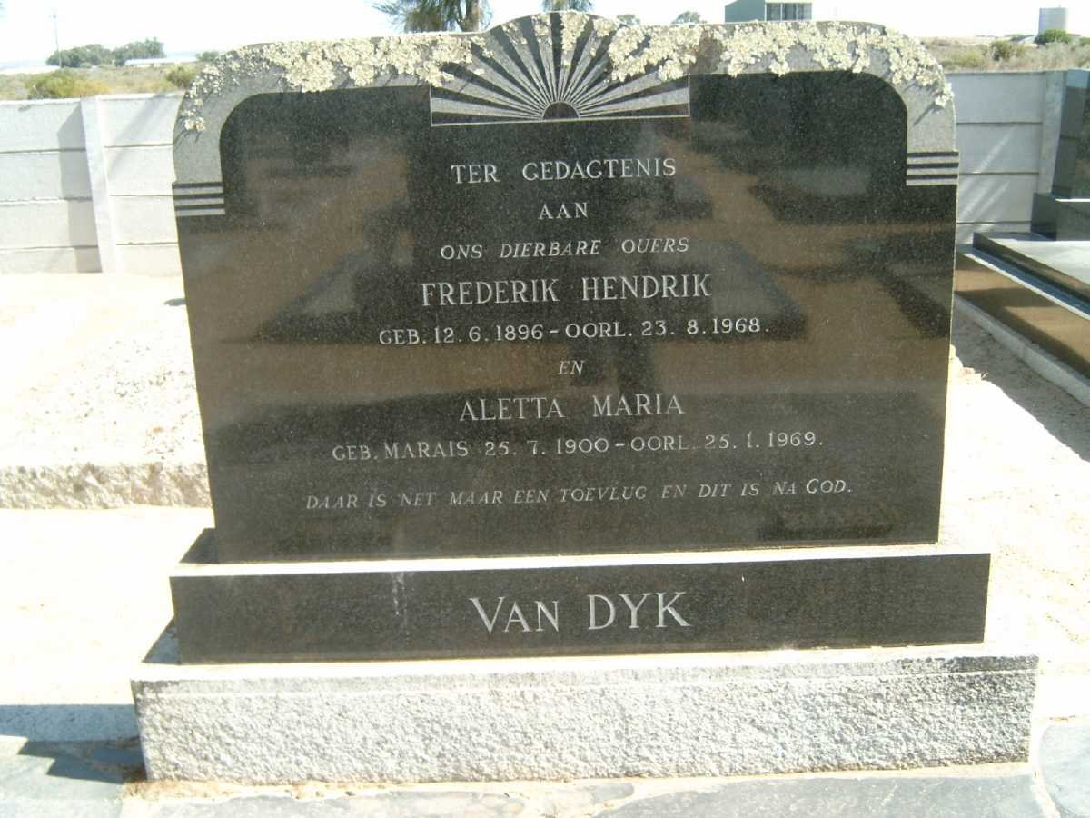 DYK Frederik Hendrik, van 1896-1968 &amp; Aletta Maria MARAIS 1900-1969