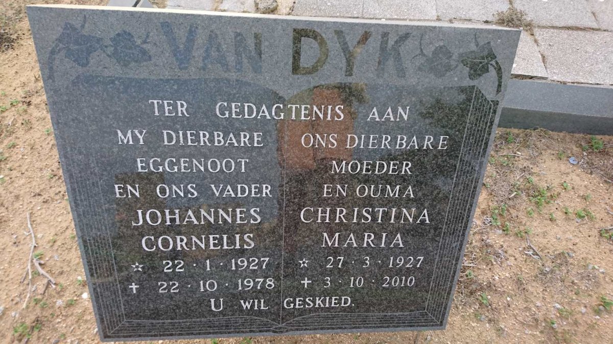 DYK Johannes Cornelis, van 1927-1978 &amp; Christina Maria 1927-2010