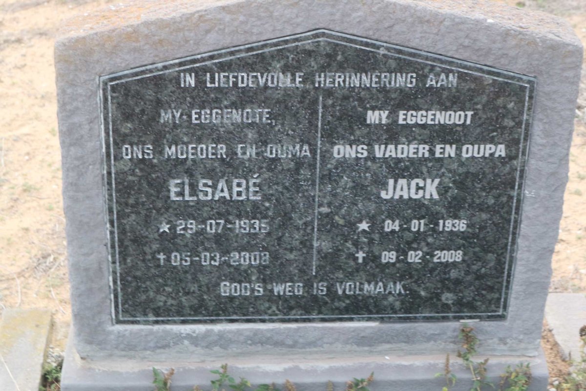 ENGELBRECHT Jack 1936-2008 &amp; Elsabé 1935-2003