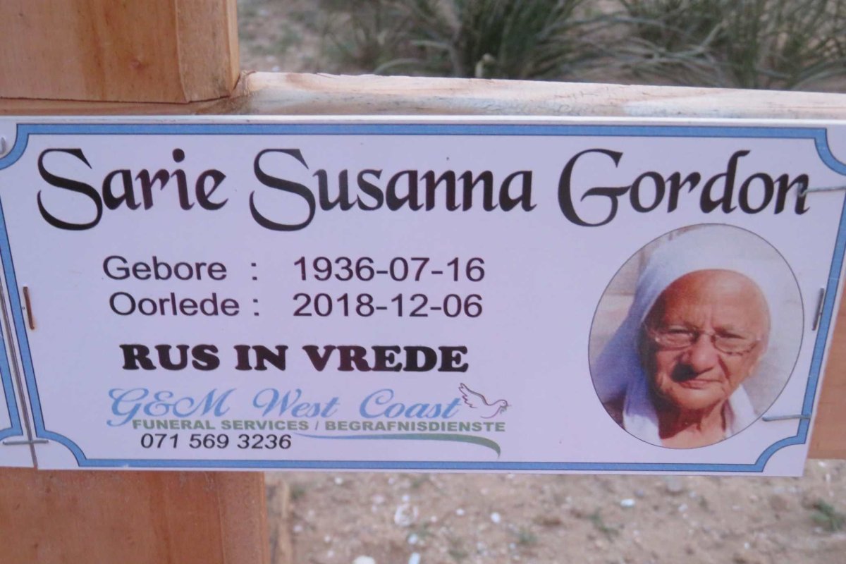 GORDON Sarie Susanna 1936-2018