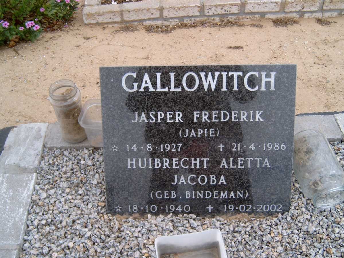GALLOWITCH Jasper Frederik 1927-1986 &amp; Huibrecht Aletta Jacoba BINDEMAN 1940-2002