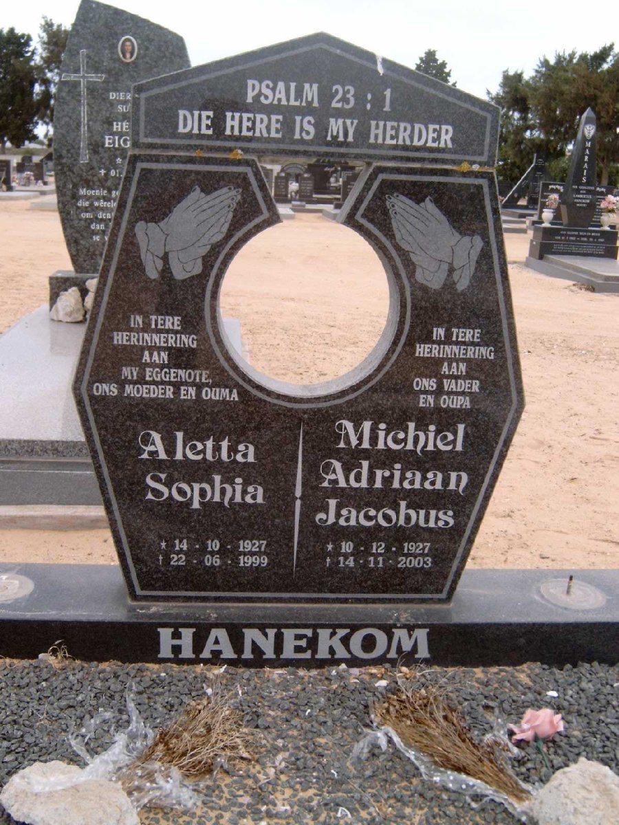 HANEKOM Michiel Adriaan Jacobus 1927-2003 &amp; Aletta Sophia 1927-1999