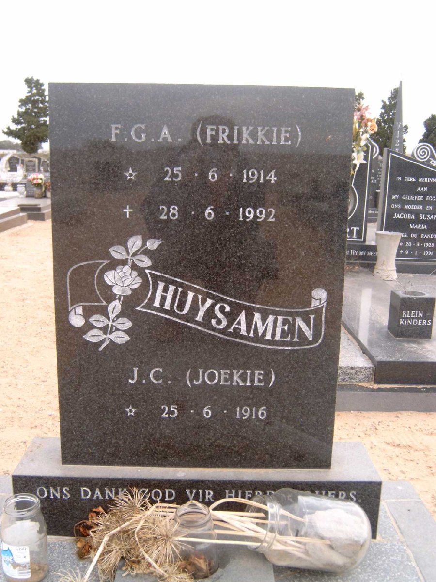HUYSAMEN F.G.A. 1914-1992 &amp; J.C. 1916-
