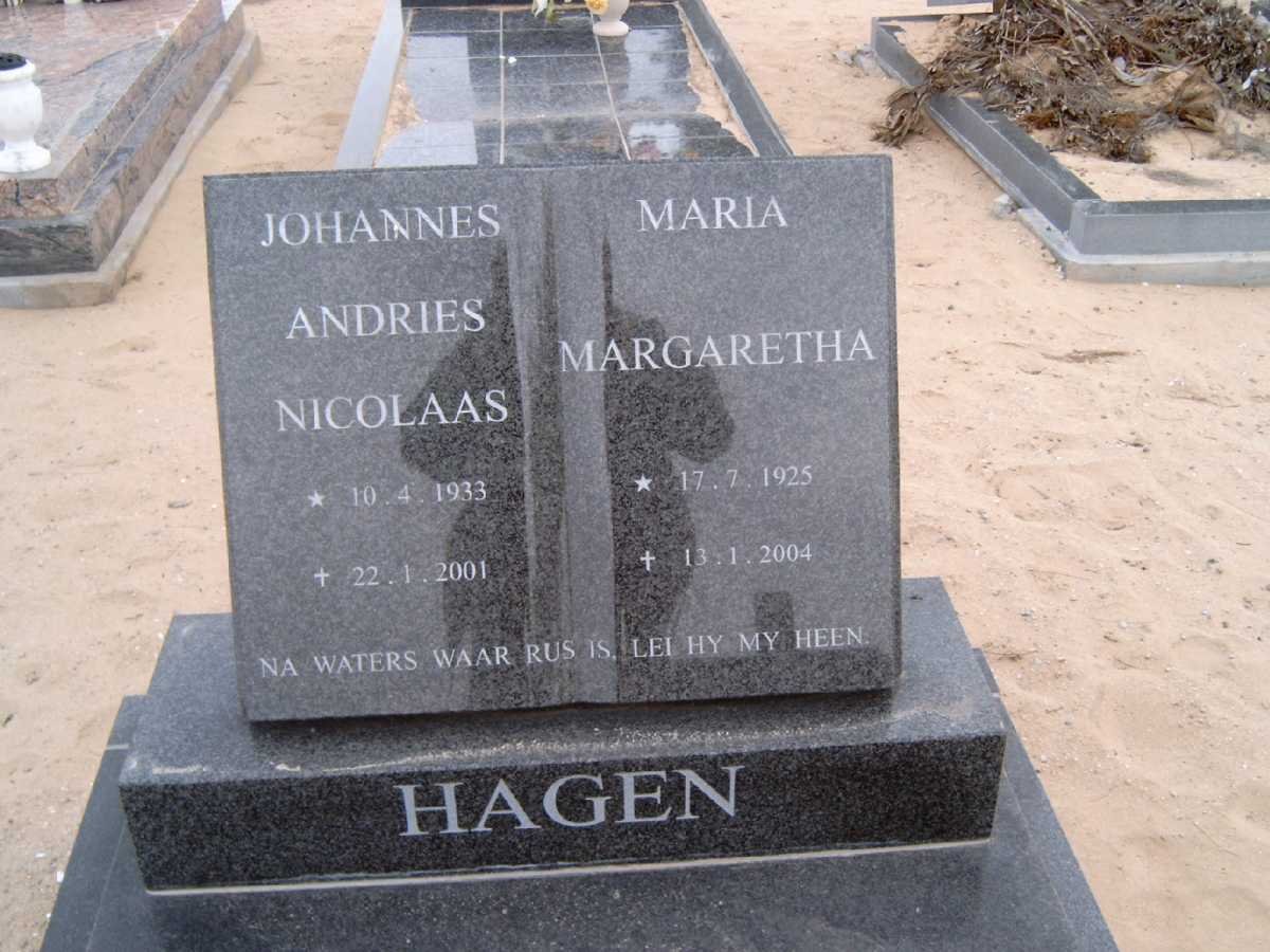 HAGEN Johannes Andries Nicolaas 1933-2001 &amp; Maria Margaretha 1925-2004