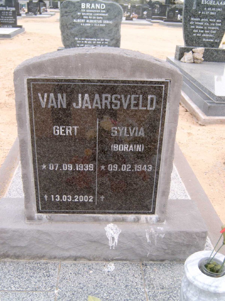JAARSVELD Gert, van 1939-2002 &amp; Sylvia BORAIN 1943-
