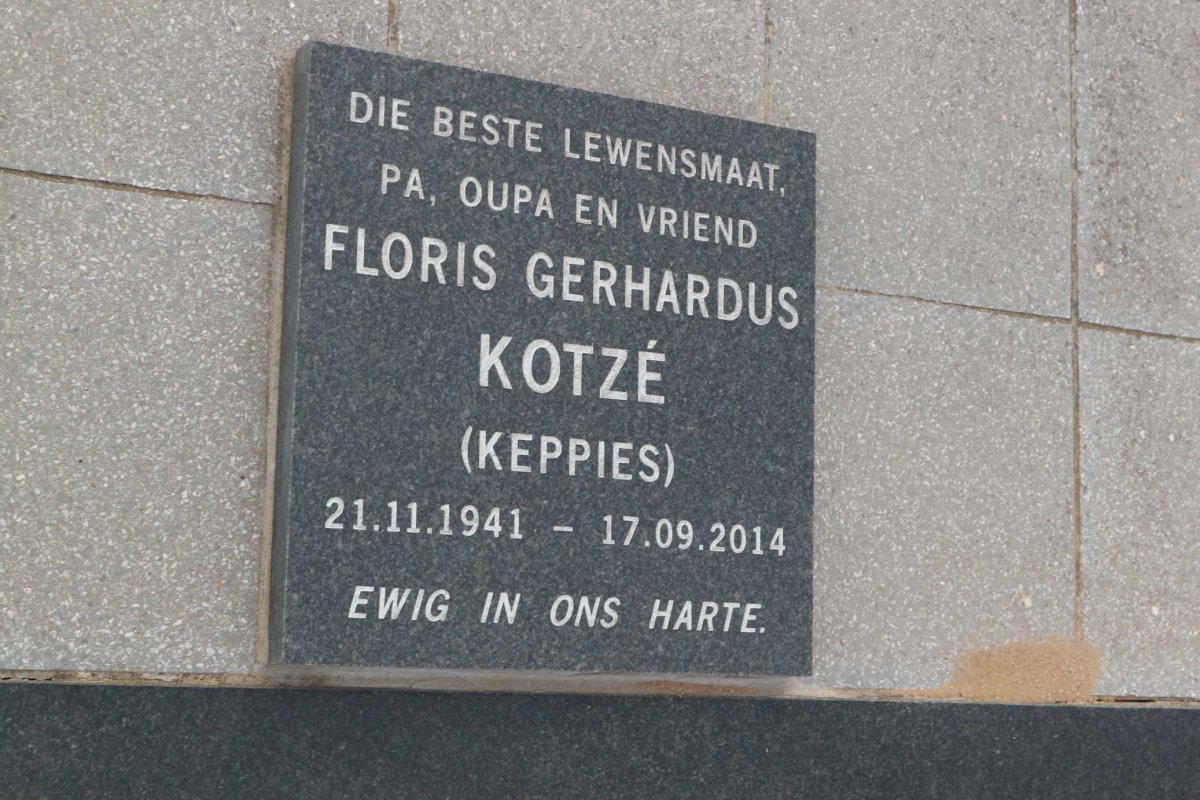 KOTZÉ Floris Gerhardus 1941-2014