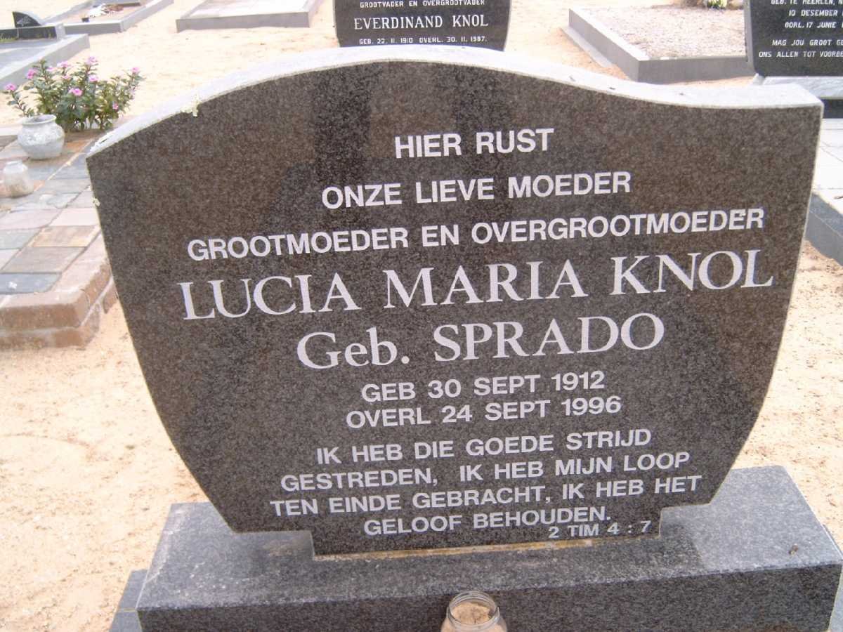 KNOL Lucia Maria nee SPRADO 1912-1996