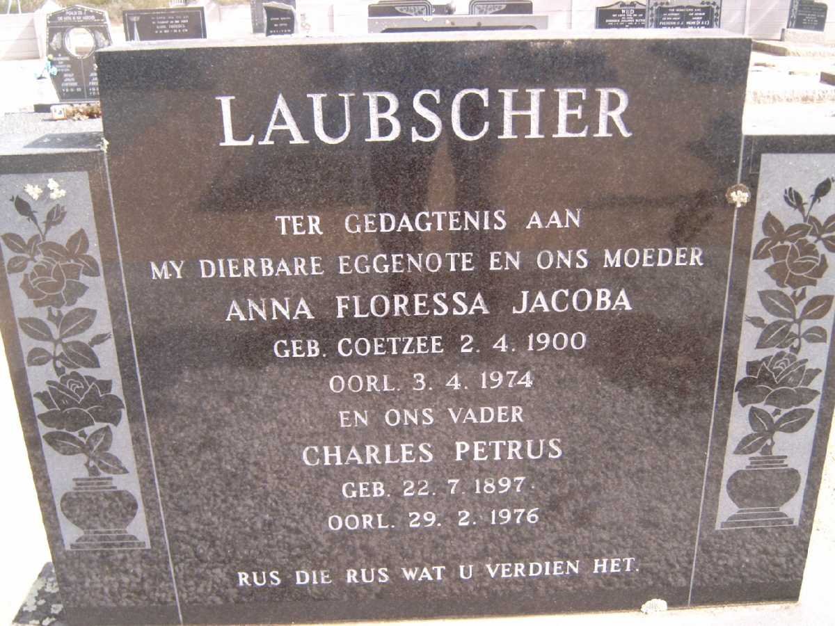 LAUBSCHER Charles Petrus 1897-1976 &amp; Anna Floressa Jacoba COETZEE 1900-1974