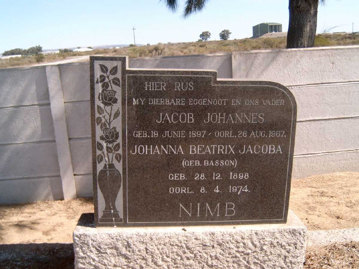 NIMB Jacob Johannes 1897-1967 &amp; Johanna Beatrix Jacoba BASSON 1898-1974