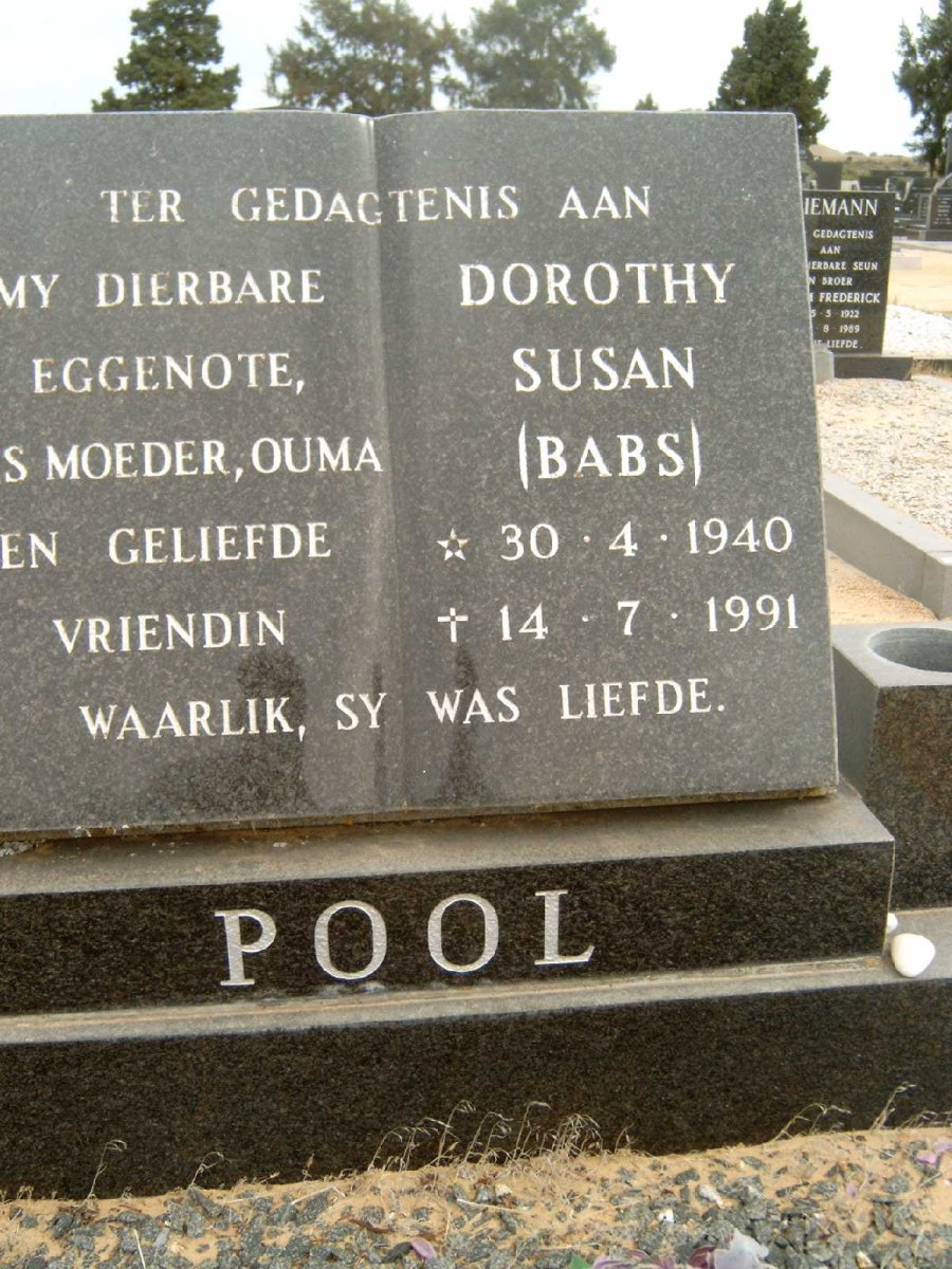POOL Dorothy Susan 1940-1991