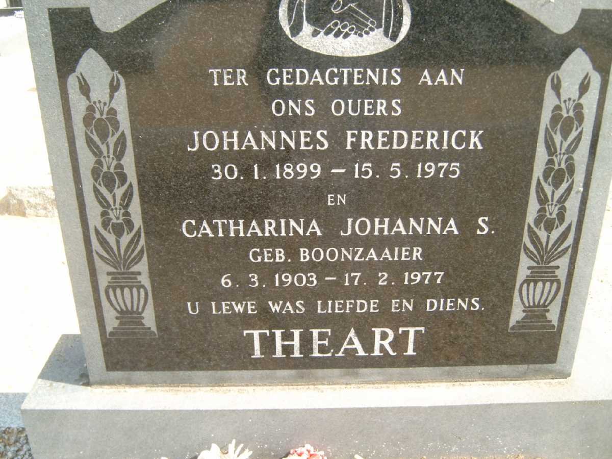 THEART Johannes Frederick 1899-1975 &amp; Catharina Johanna S. BOONZAAIER 1903-1977
