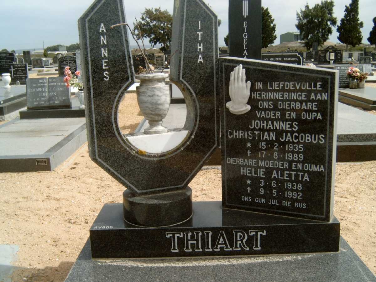 THIART Johannes Christian Jacobus 1935-1989 &amp; Helie Aletta 1938-1992