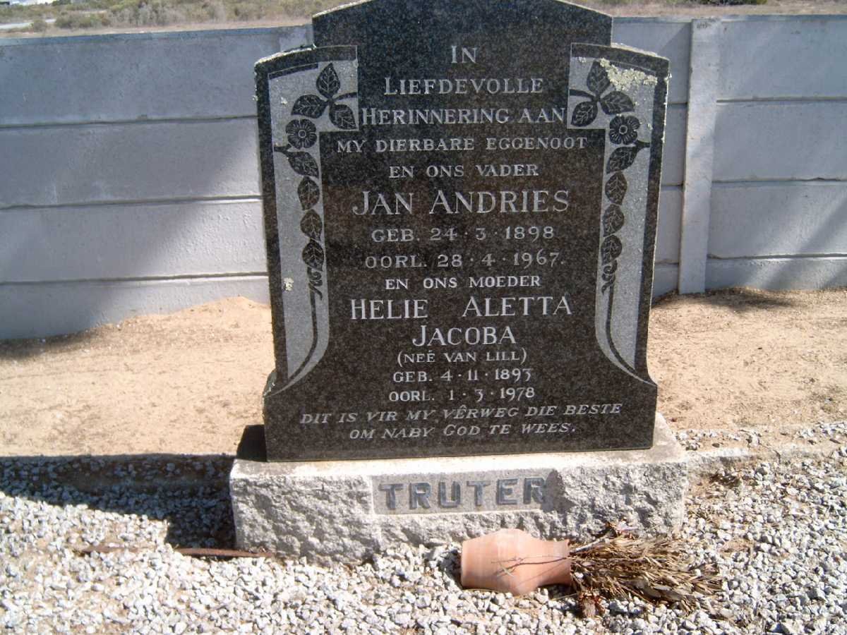 TRUTER Jan Andries 1898-1967 &amp; Helie Aletta Jacoba VAN LILL 1893-1978