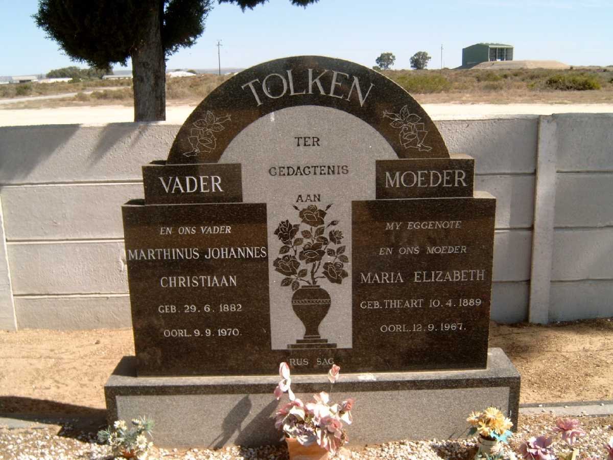 TOLKEN Marthinus Johannes Christiaan 1882-1970 &amp; Maria Elizabeth THEART 1889-1967