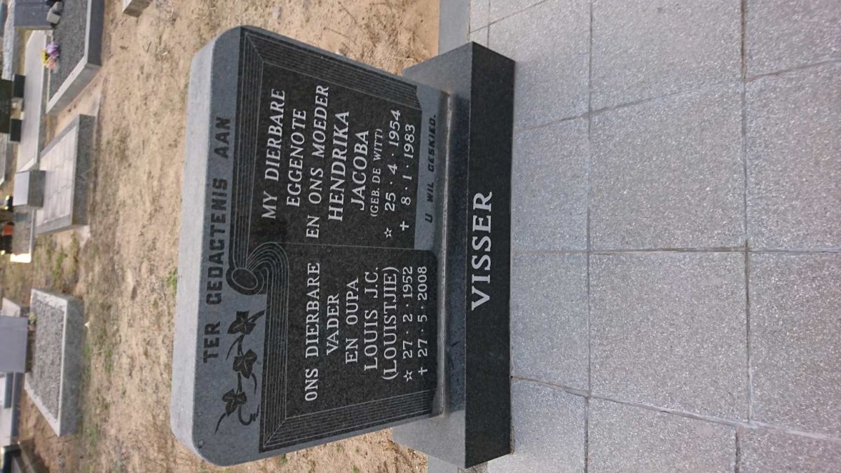 VISSER Louis J.C. 1952-2008 &amp; Hendrika Jacoba DE WITT 1954-1983 :: VISSER Louise 1979-2017