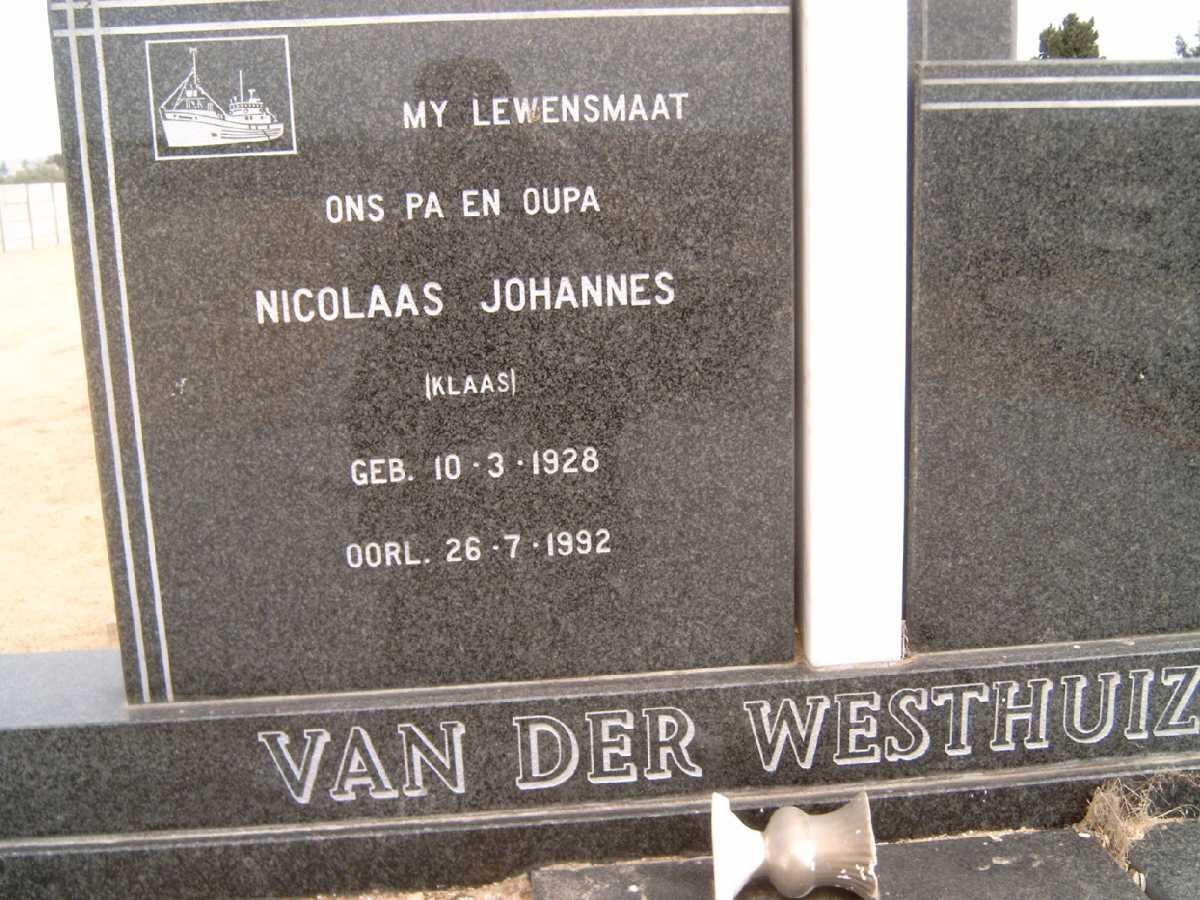 WESTHUIZEN Nicolaas Johannes, van der 1928-1992