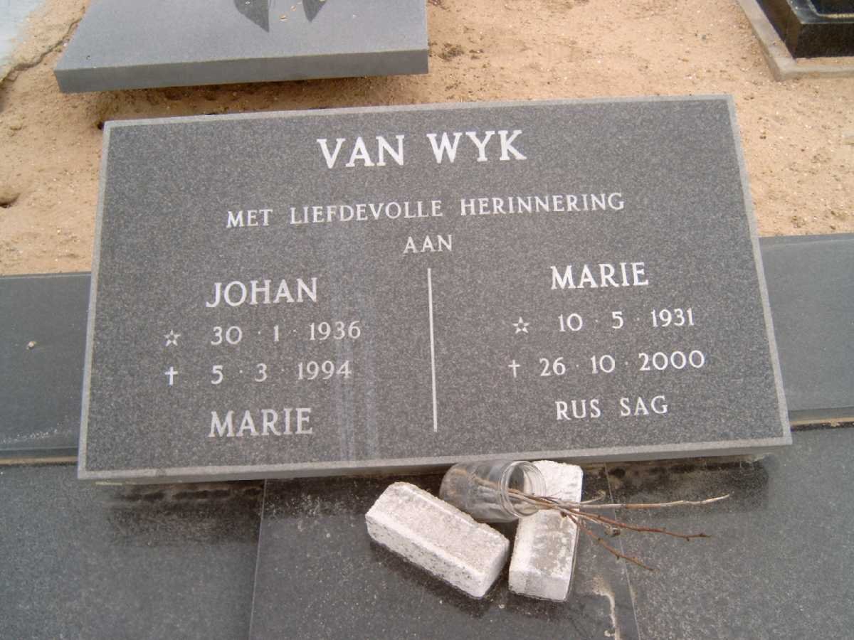 WYK Johan, van 1936-1994 &amp; Marie 1931-2000
