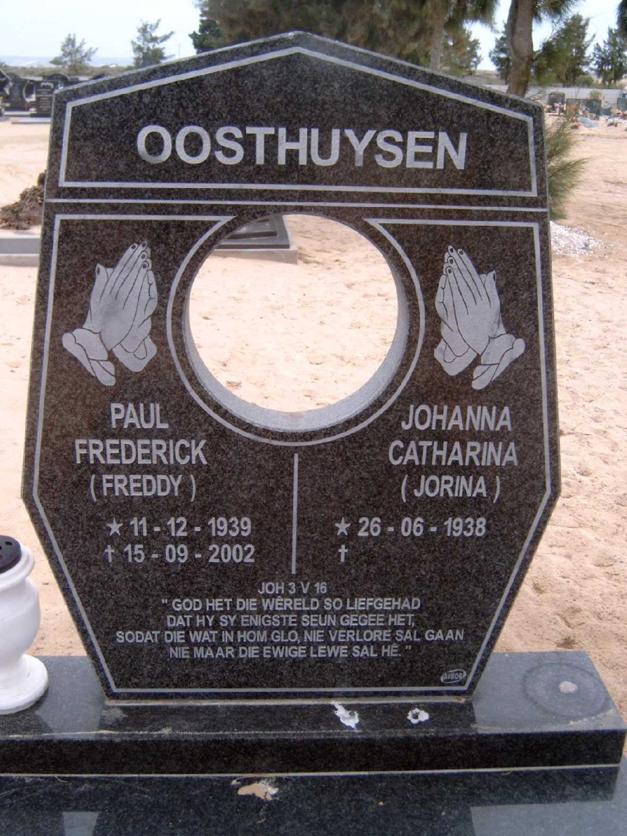 OOSTHUYSEN Paul Frederick 1939-2002 &amp; Johanna Catharina 1938-
