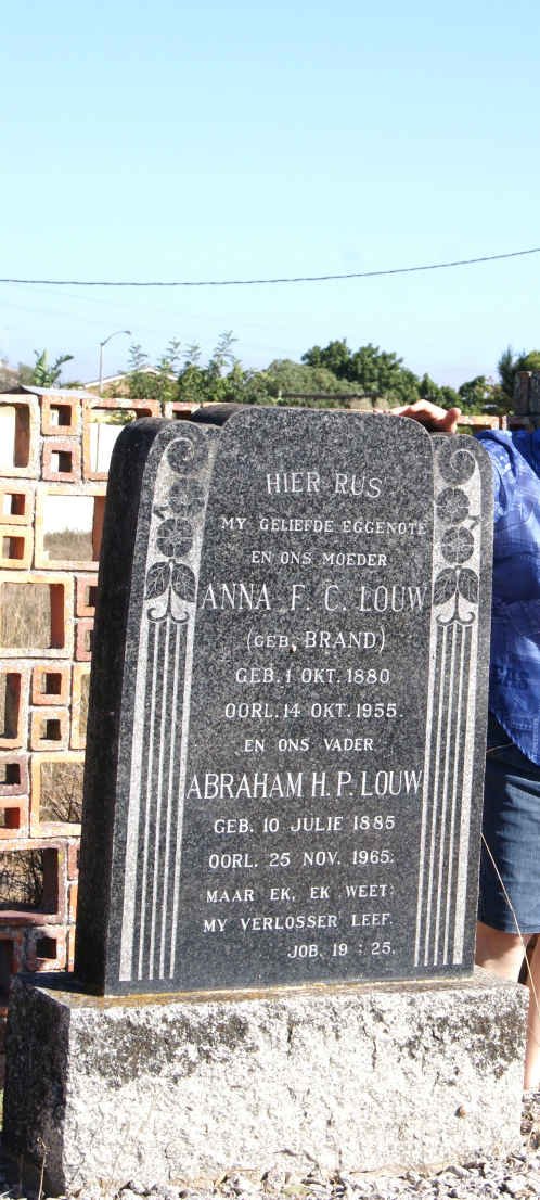 LOUW Abraham H.P. 1885-1965 &amp; Anna F.C. BRAND 1880-1955