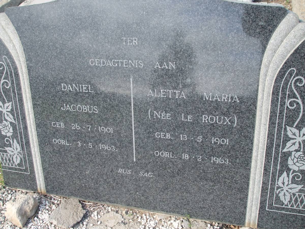 ? Daniel Jacobus 1901-1963 &amp; Aletta Maria LE ROUX 1901-1963
