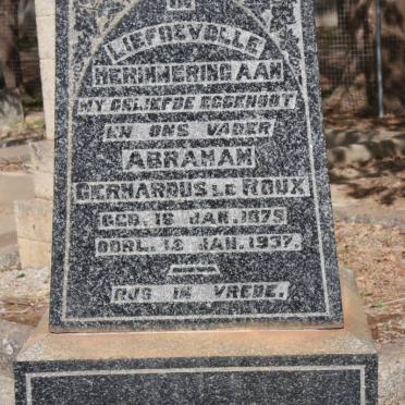 ROUX Abraham Gerhardus, Le 1875-1937 &amp; Antoinette Maria KRIEGLER 1885-1968 