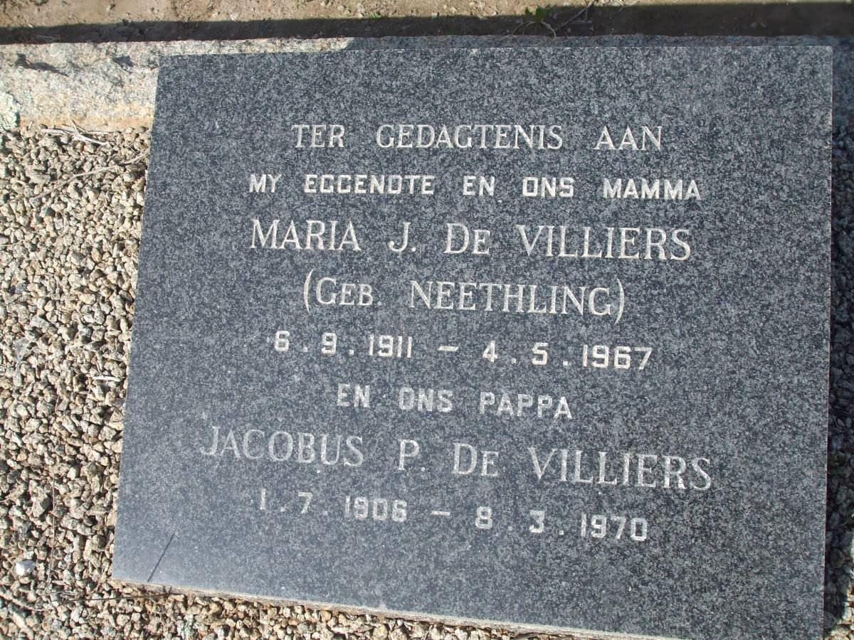 VILLIERS Jacobus D., de 1906-1970 &amp; Maria J. NEETHLING 1911-1967