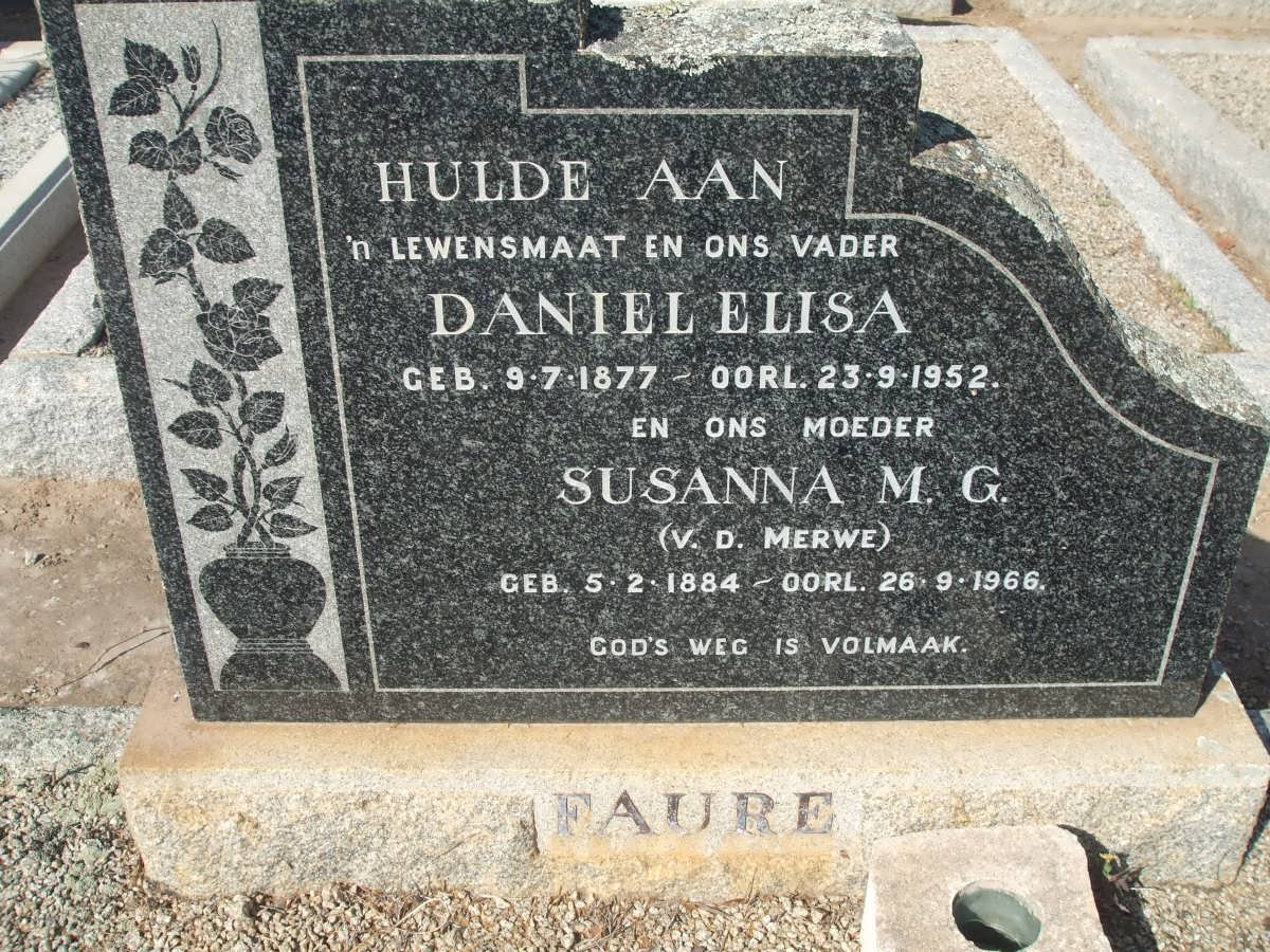 FAURE Daniel Elisa 1877-1952 &amp; Susanna M.G. v.d. MERWE 1884-1966