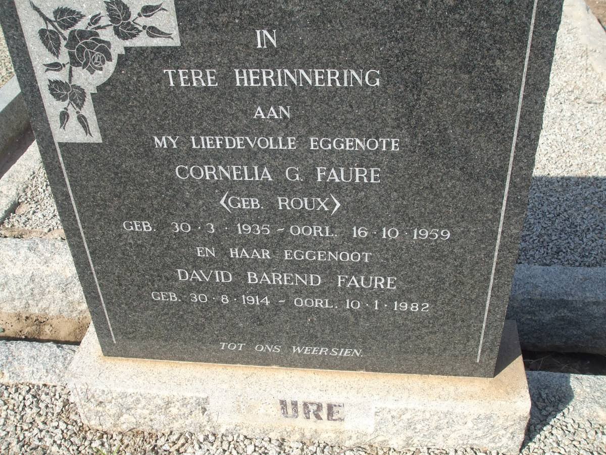 FAURE David Barend 1914-1982 &amp; Cornelia G. ROUX 1935-1959