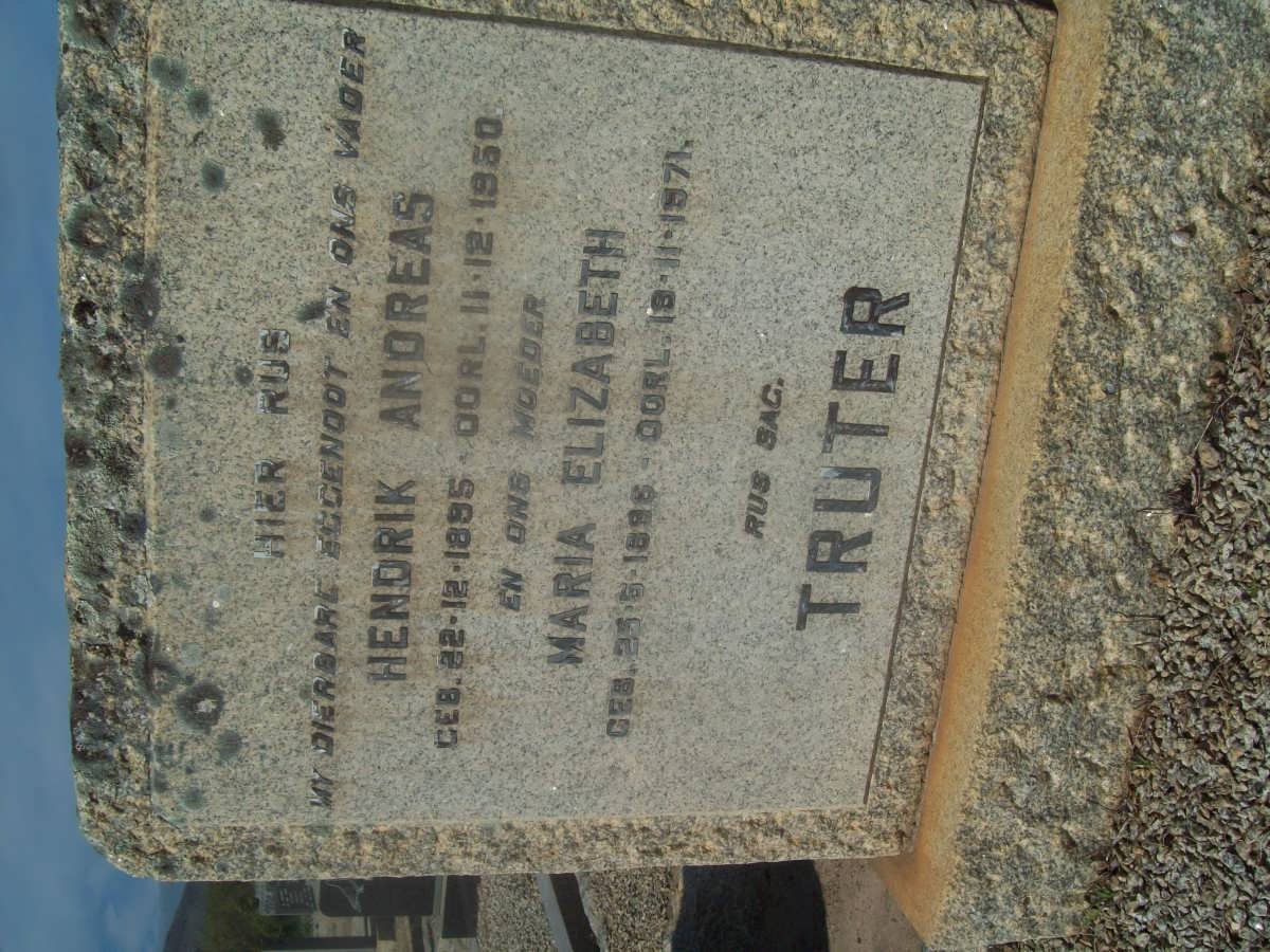 TRUTER Hendrik Andreas 1895-1950 &amp; Maria Elizabeth 1896-1971