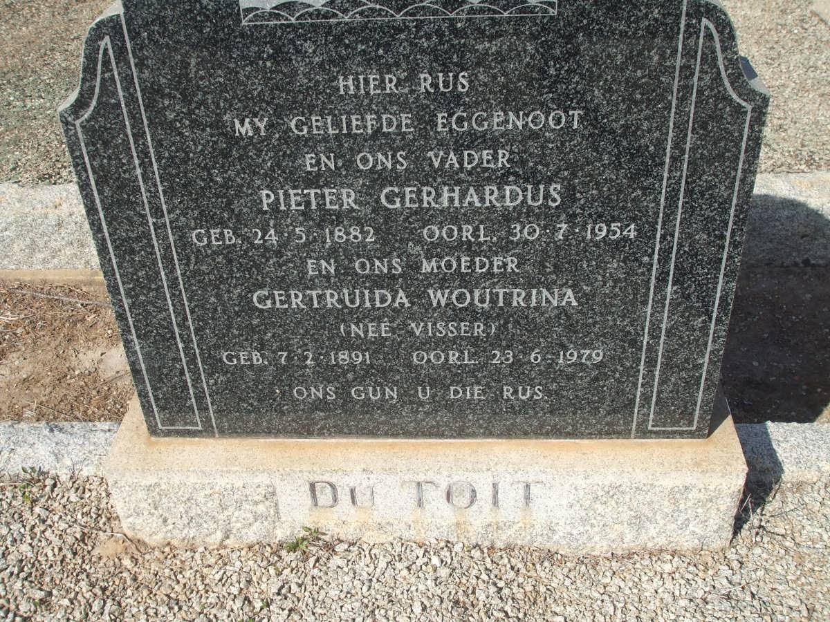 TOIT Pieter Gerhardus. du 1882-1954 &amp; Gertruida Woutrina VISSER 1891-1979