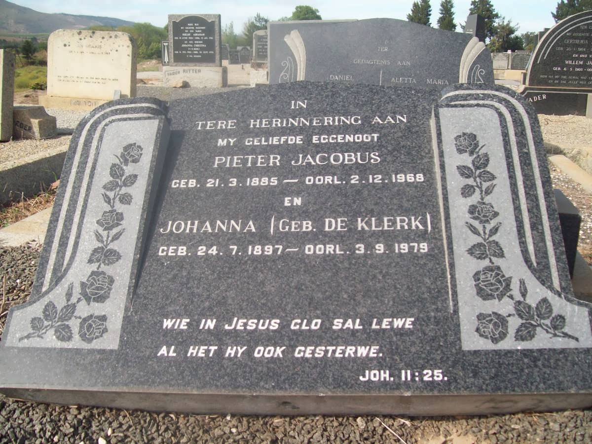 VILJOEN Pieter Jacobus 1885-1968 &amp; Johanna DE KLERK 1897-1979
