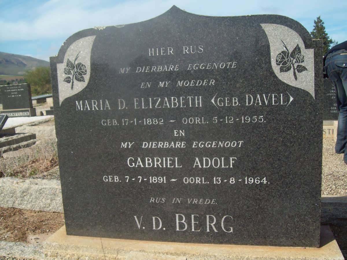 BERG Gabriel Adolf, v.d. 1891-1964 &amp; Maria D. Elizabeth DAVEL 1882-1955