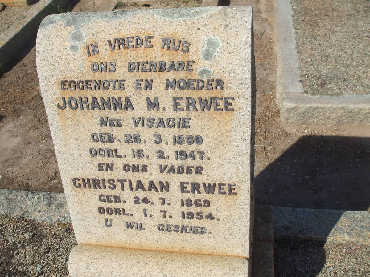 ERWEE Christiaan 1869-1954 &amp; Johanna M. VISAGIE 1869-1947