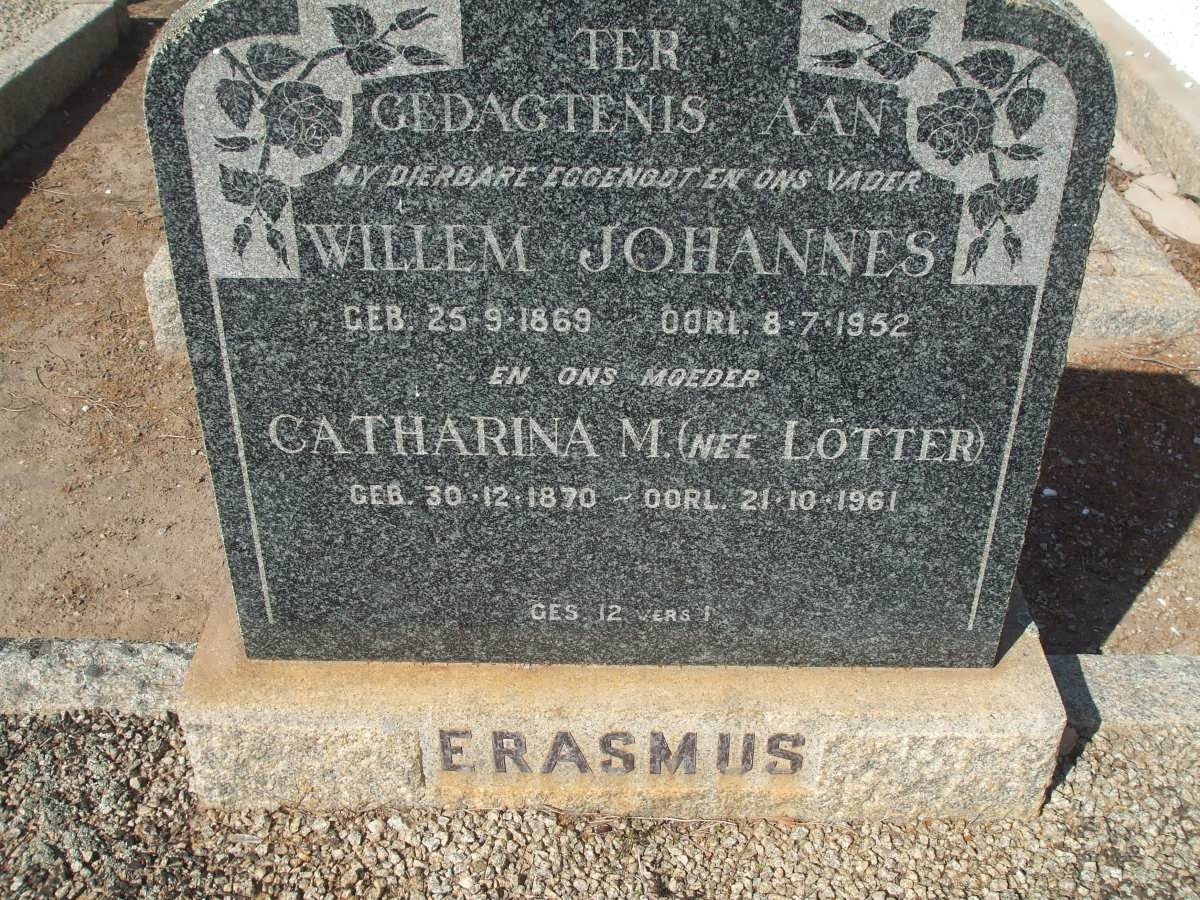 ERASMUS Willem Johannes 1869-1952 &amp; Catharina M. LOTTER 1870-1961