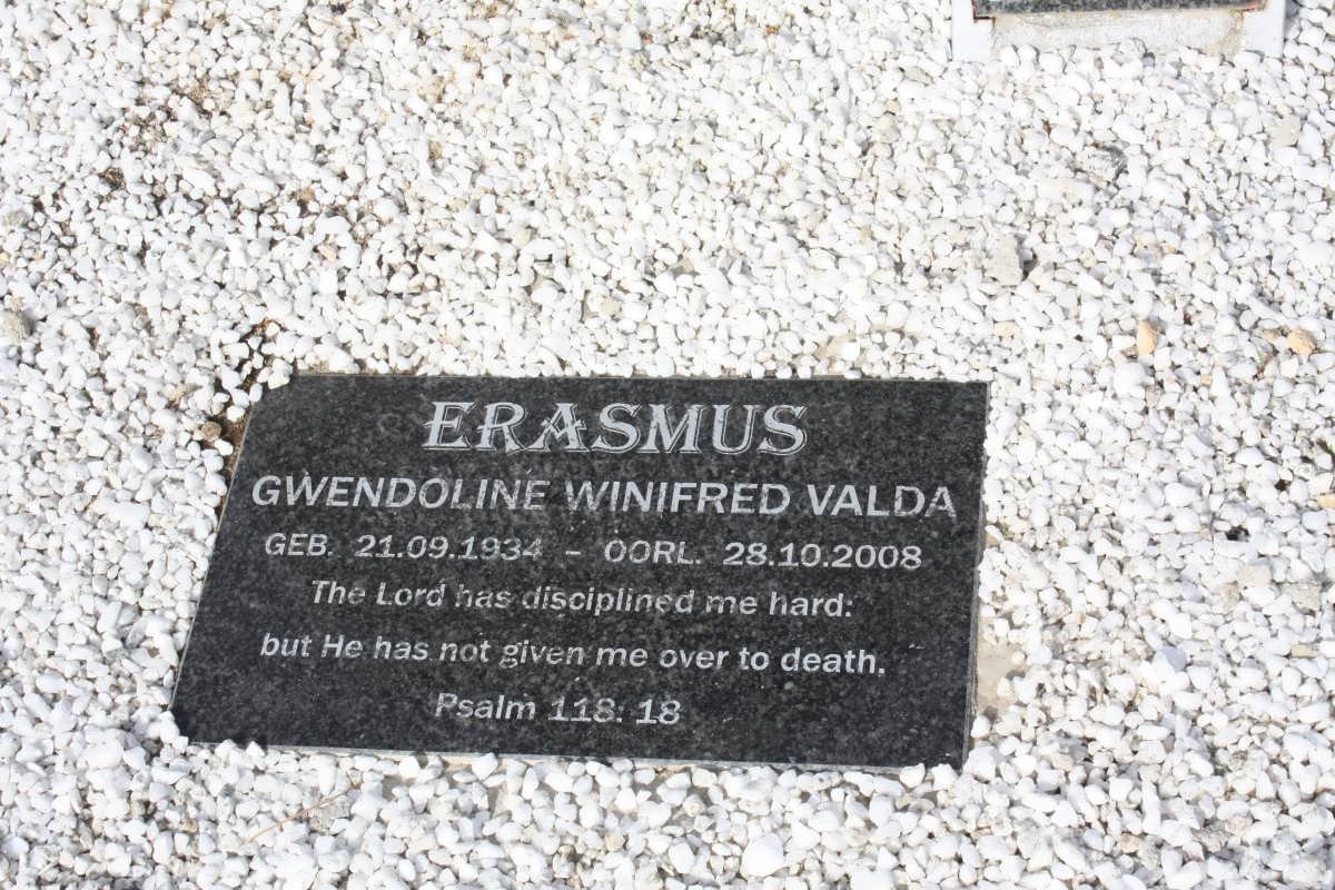 ERASMUS Carel Johannes 1931-1988 &amp; Gwendoline Winifred Valda 1934-2008