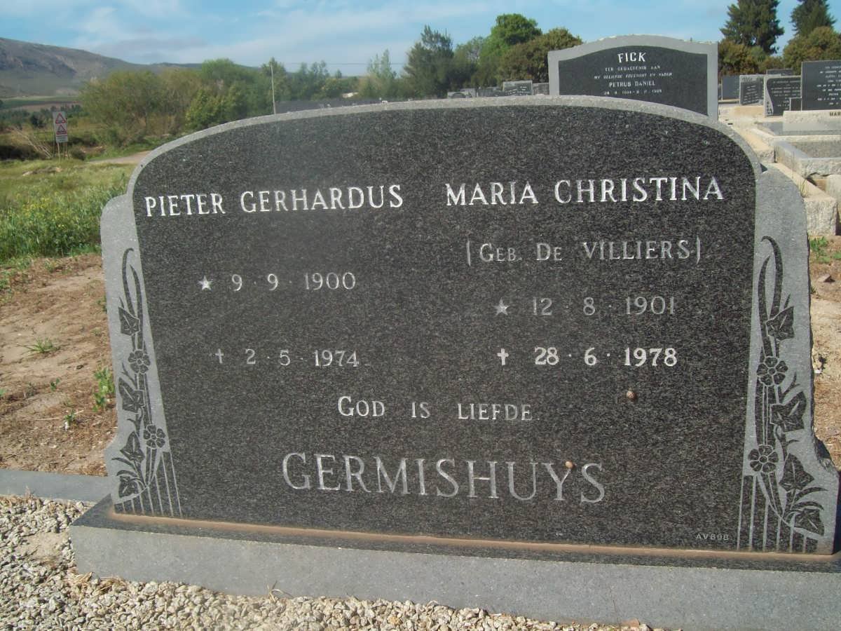 GERMISHUYS Pieter Gerhardus 1900-1974 &amp; Maria Christina de VILLIERS 1901-1978