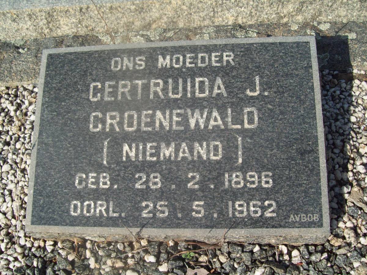 GROENEWALD Gertruida J. nee NIEMAND 1896-1962