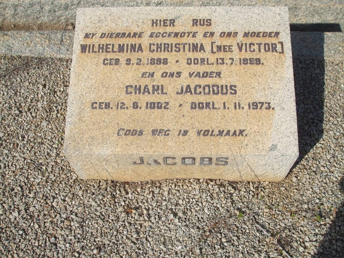 JACOBS Charl Jacobus 1882-1973 &amp; Wilhelmina Christina VICTOR 1896-1959 