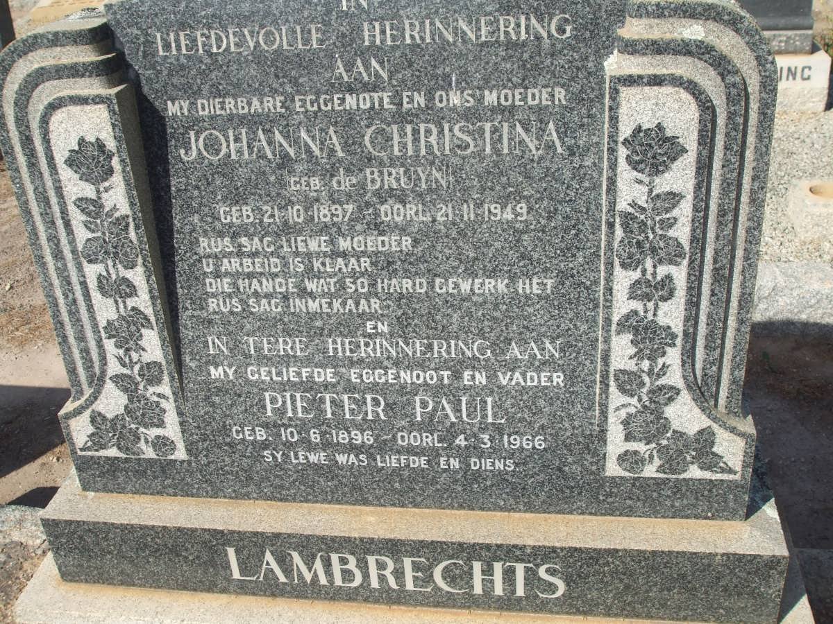LAMBRECHTS Pieter Paul 1896-1966 &amp; Johanna Christina de BRUYN 1897-1949