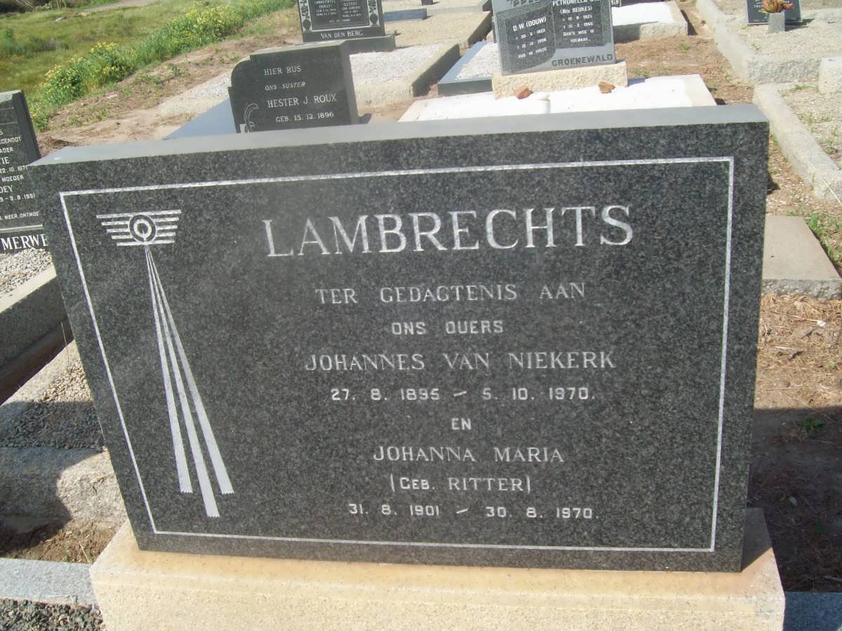 LAMBRECHTS Johannes Van Niekerk 1895-1970 &amp; Johanna Maria RITTER 1901-1970