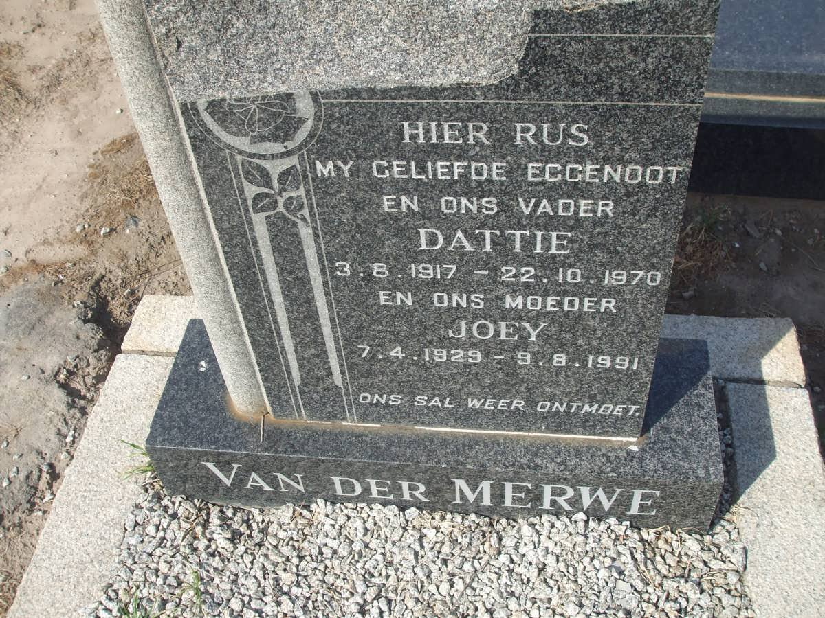 MERWE Dattie, van der 1917-1970 &amp; Joey 1929-1991