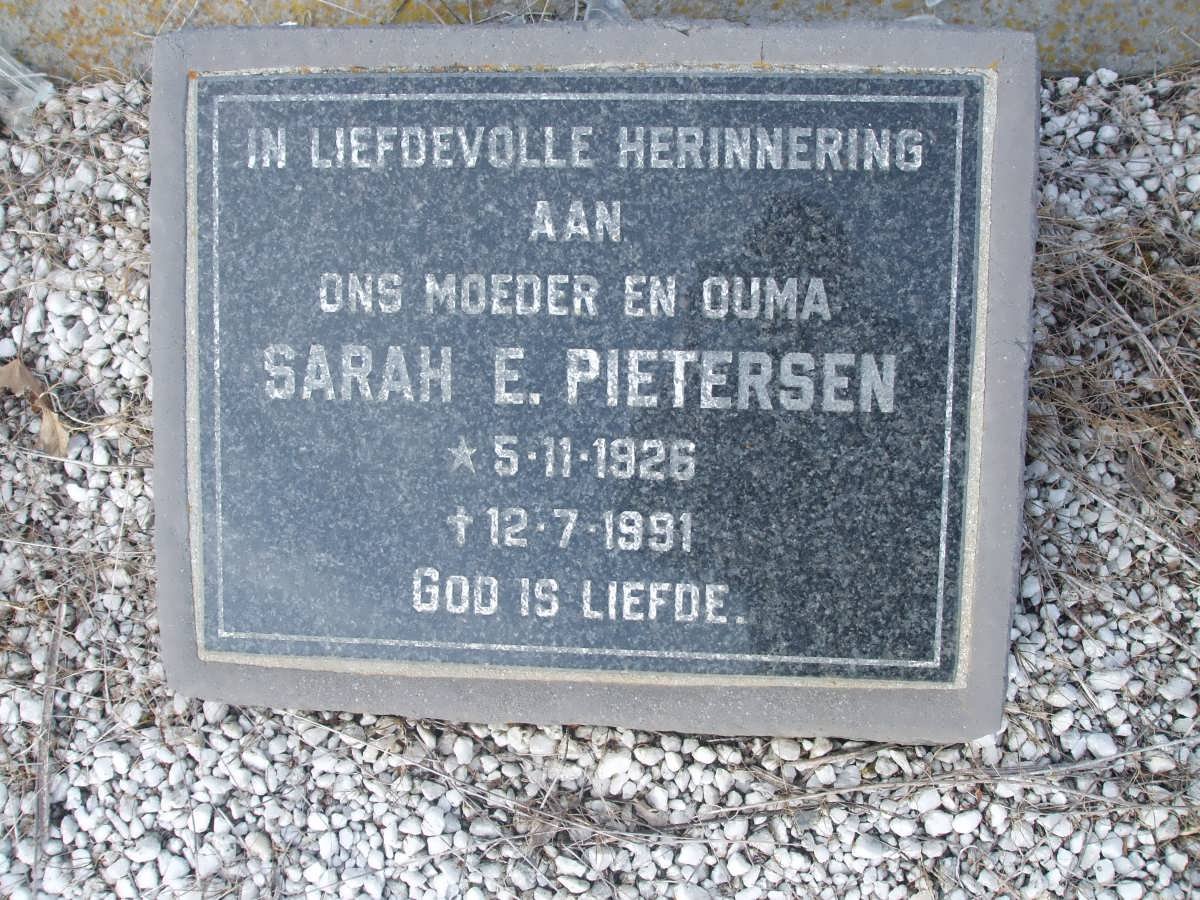 PIETERSEN Sarah E. 1926-1991