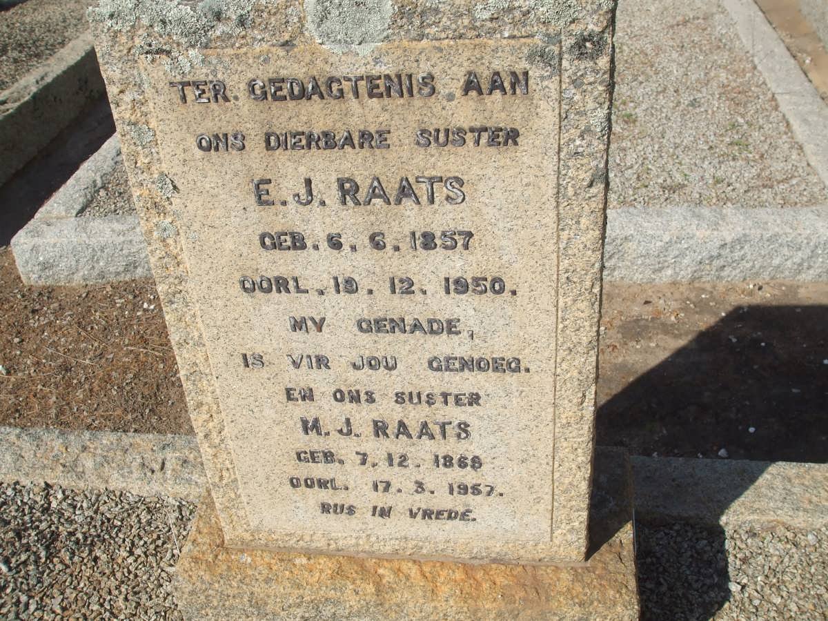 RAATS E.J. 1857-1950 :: RAATS M.J. 1868-1957