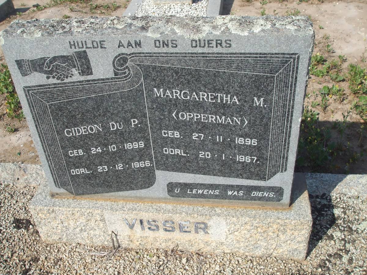 VISSER Gideon Du P. 1899-1966 &amp; Margaretha M. OPPERMAN 1896-1967