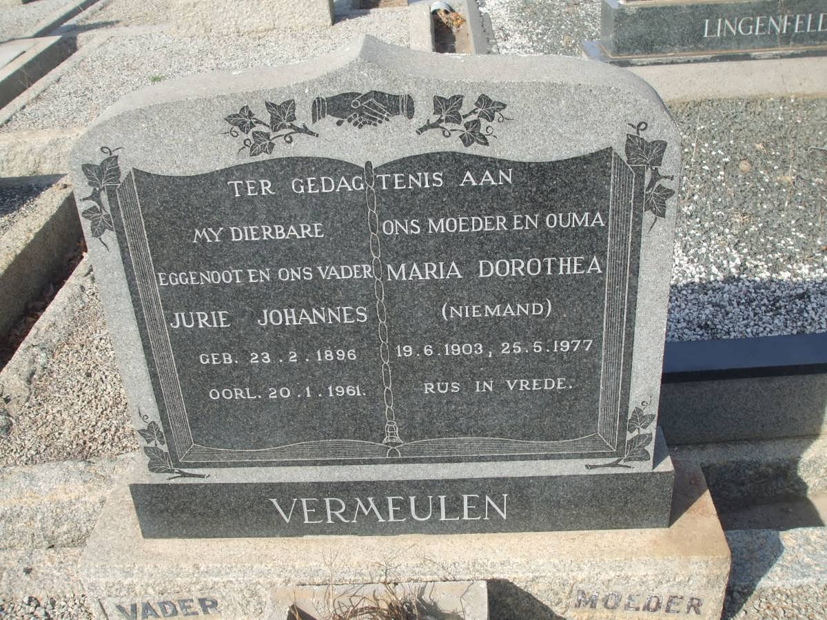 VERMEULEN Jurie Johannes 1896-1961 &amp; Maria Dorothea NIEMAND 1903-1977
