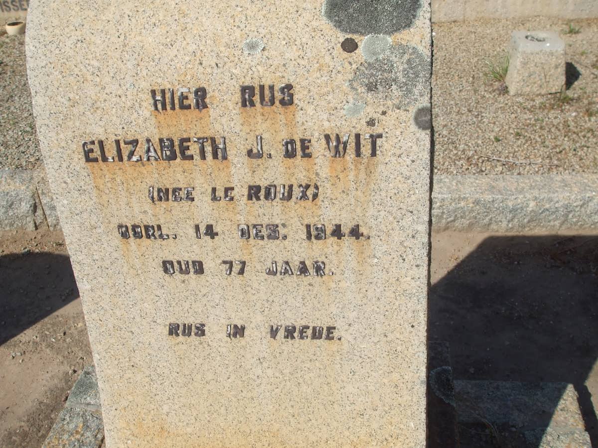 WIT Elizabeth J., de nee LE ROUX -1944