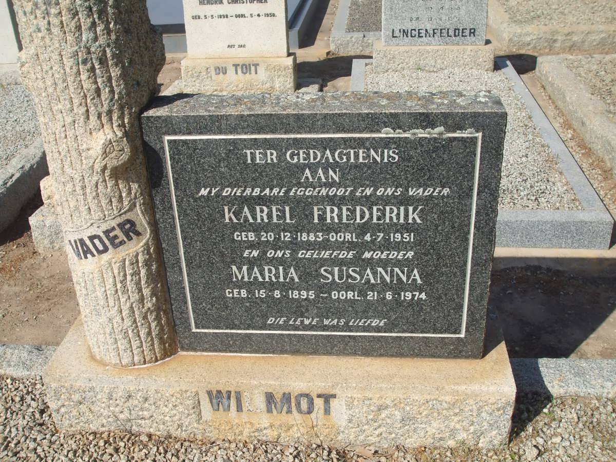 WILMOT Karel Frederik 1883-1951 &amp; Maria Susanna 1895-1974
