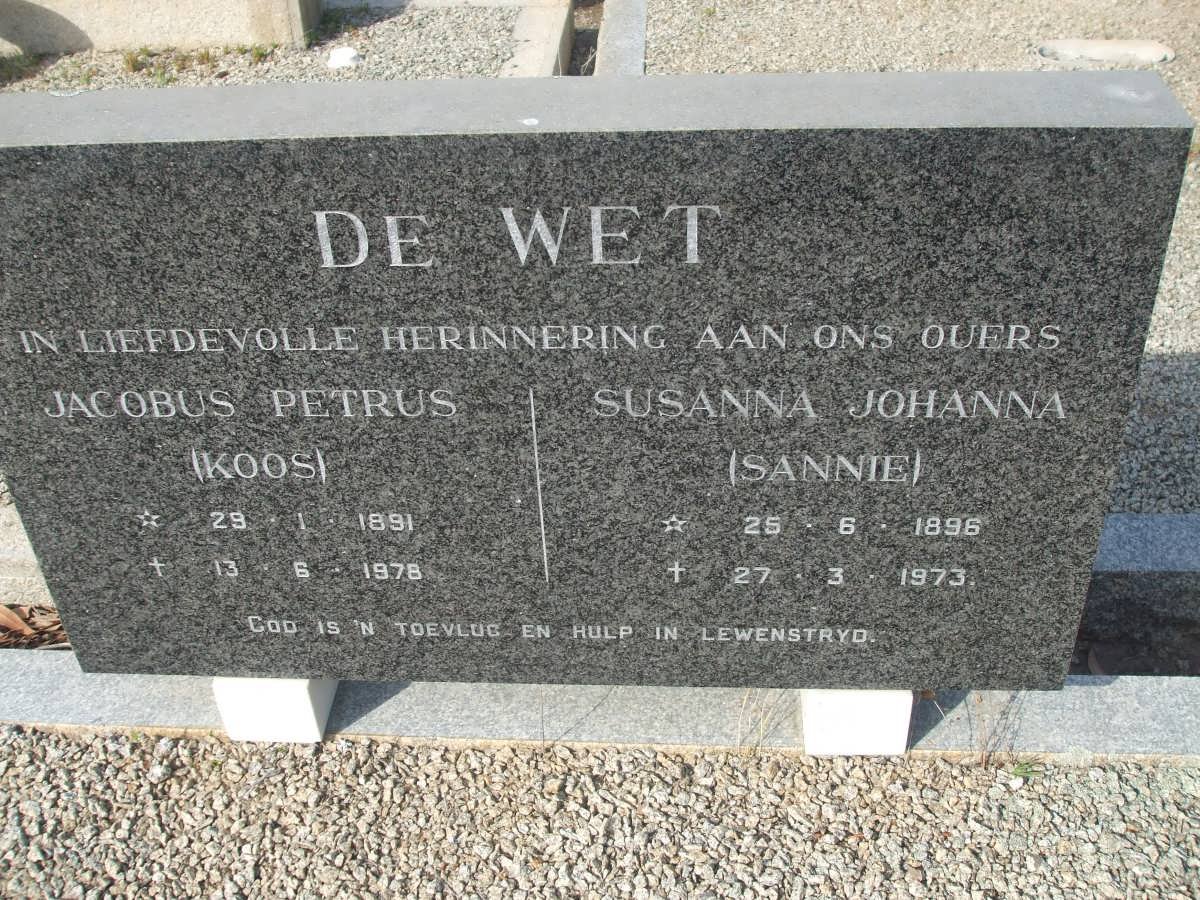 WET Jacobus Petrus, de 1891-1978 &amp; Susanna Johanna 1896-1973